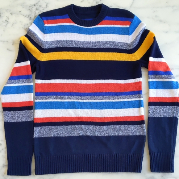 H&M Cotton/Nylon/Wool Multicolor Stripes Crewneck Sweater. - Picture 3 of 4